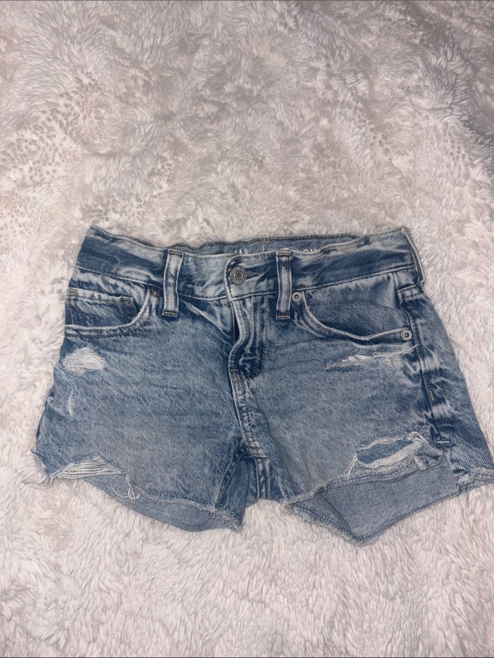 GAP Light Blue Distressed Denim Kids Shorts